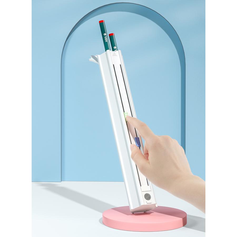 plusnao ペンケース 筆箱 スライド式 六角形 文具セット 鉛筆6本