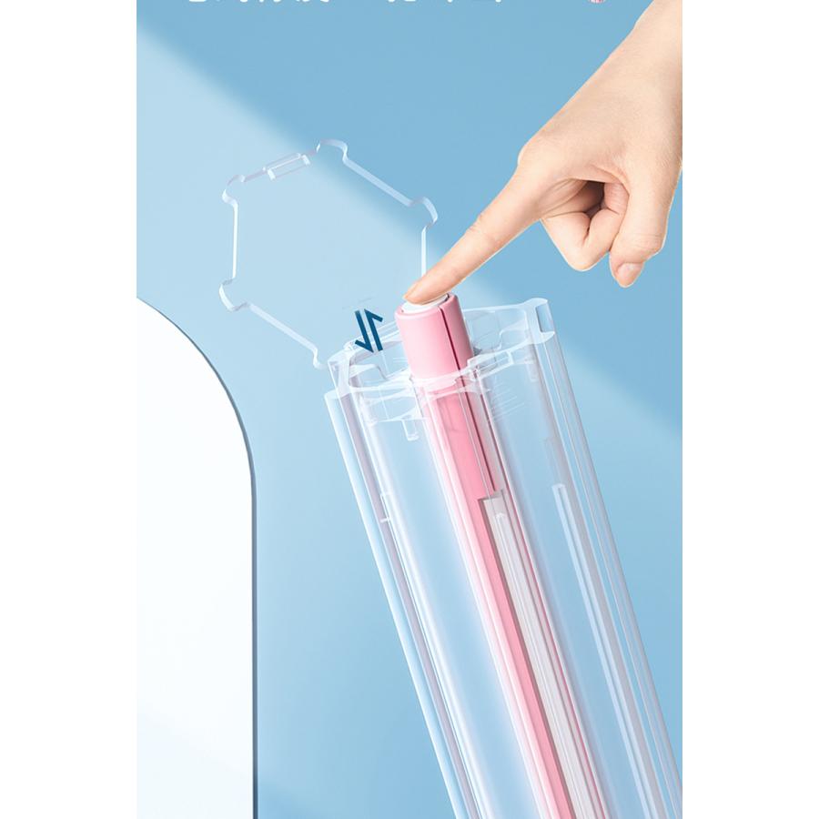 plusnao（プラスナオ） ペンケース 筆箱 スライド式 六角形 文具セット