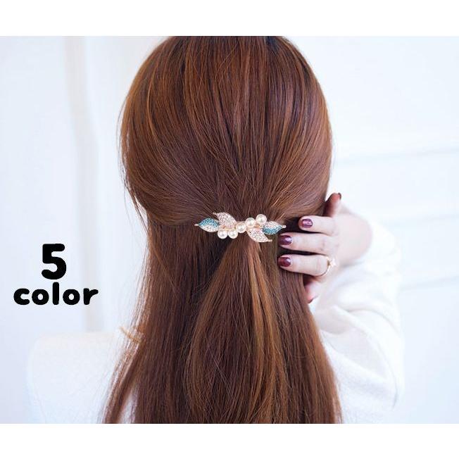 バレッタ レディース ヘアアクセサリー 髪留め ヘア留め 髪飾り ヘア飾り フェイクパール ラインストーン 葉 葉っぱ リーフ おしゃれ かわいい き プラスナオ Paypayモール店 通販 Paypayモール