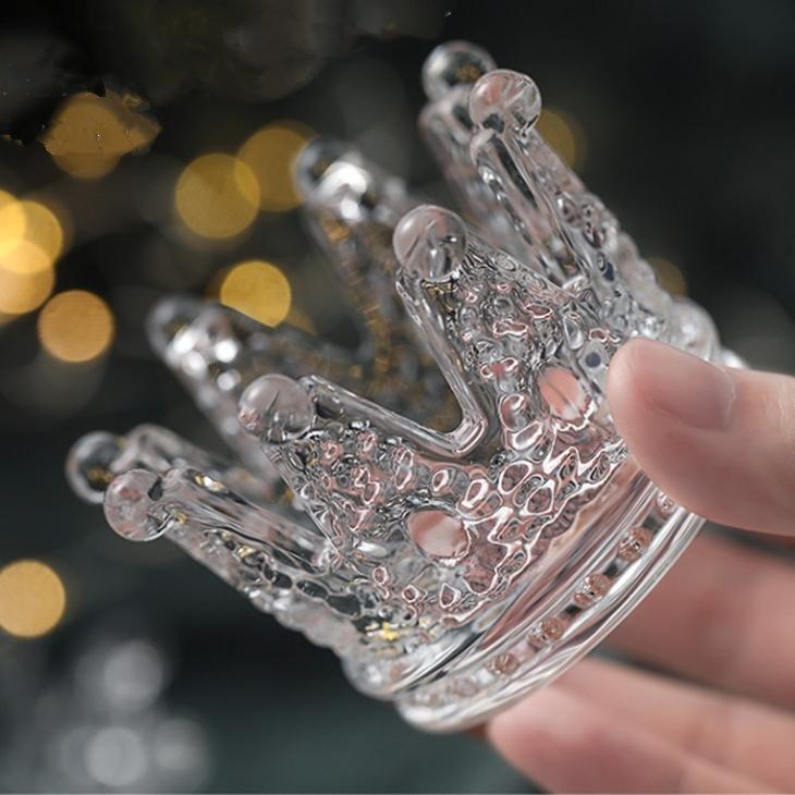 plusnao 小物入れ 王冠型 透明 ガラス アクセサリー収納 受け皿