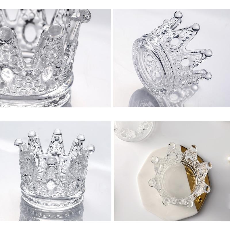 plusnao 小物入れ 王冠型 透明 ガラス アクセサリー収納 受け皿