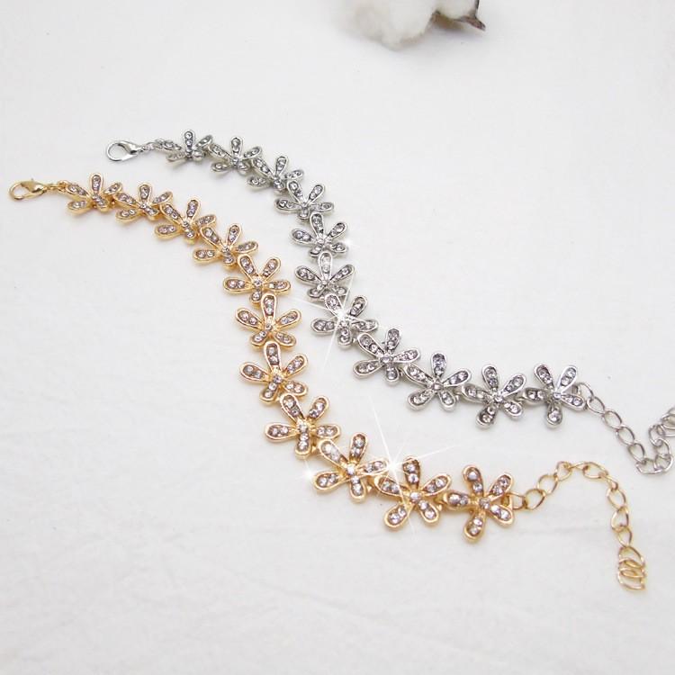 ブレスレット レディース アクセサリー 花 フラワー ビジュー ラインストーン キラキラ きれいめ おしゃれ シルバー ゴールド 可愛い かわいい 女 激安価格と即納で通信販売