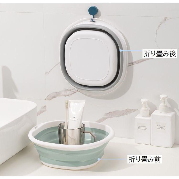 家庭用品浴室トイレの実用的な折り畳み型洗面器 折りたたみ洗面器 たらい 洗い桶 湯桶 たためる 省スペース 壁掛け