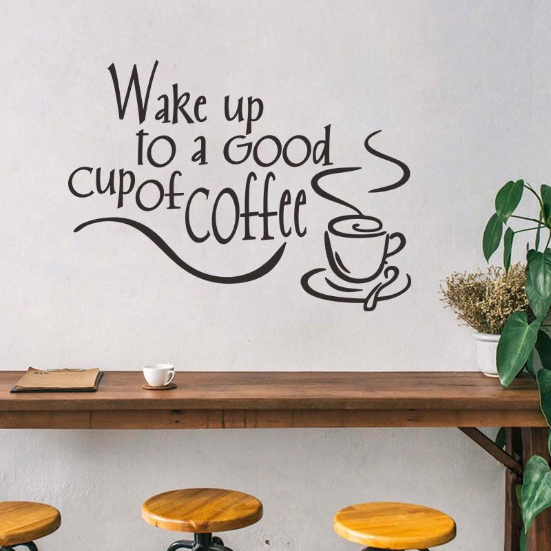 上質 ウォールステッカー シール式 壁紙シール モノトーン モノクロ コーヒー 珈琲 英字 飾り 壁シール 文字 ガラス アルファベット 英文 おしゃれ 窓