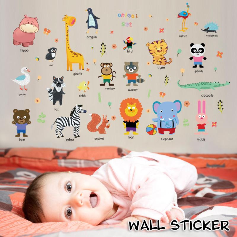 ウォールステッカー シール式 壁紙シール キッズルーム 子供部屋 アニマル 動物 イラスト おしゃれ かわいい ウォールシール 壁面装飾 室内装飾 イ プラスナオ Paypayモール店 通販 Paypayモール