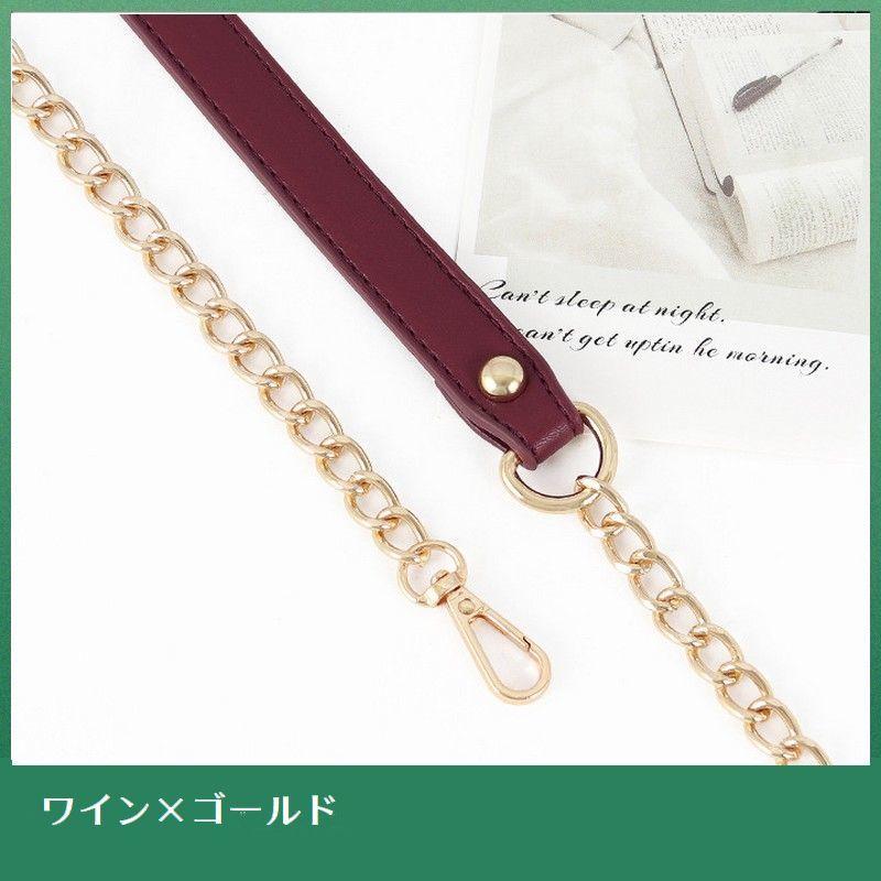 plusnao ショルダーストラップ チェーン PUレザー バッグ