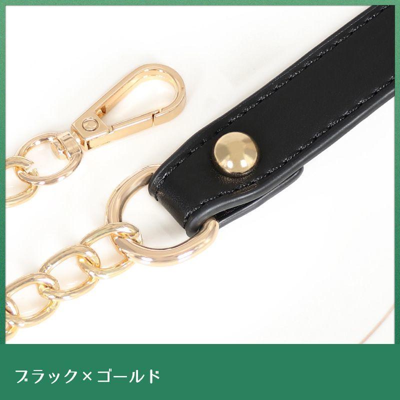 plusnao ショルダーストラップ チェーン PUレザー バッグ