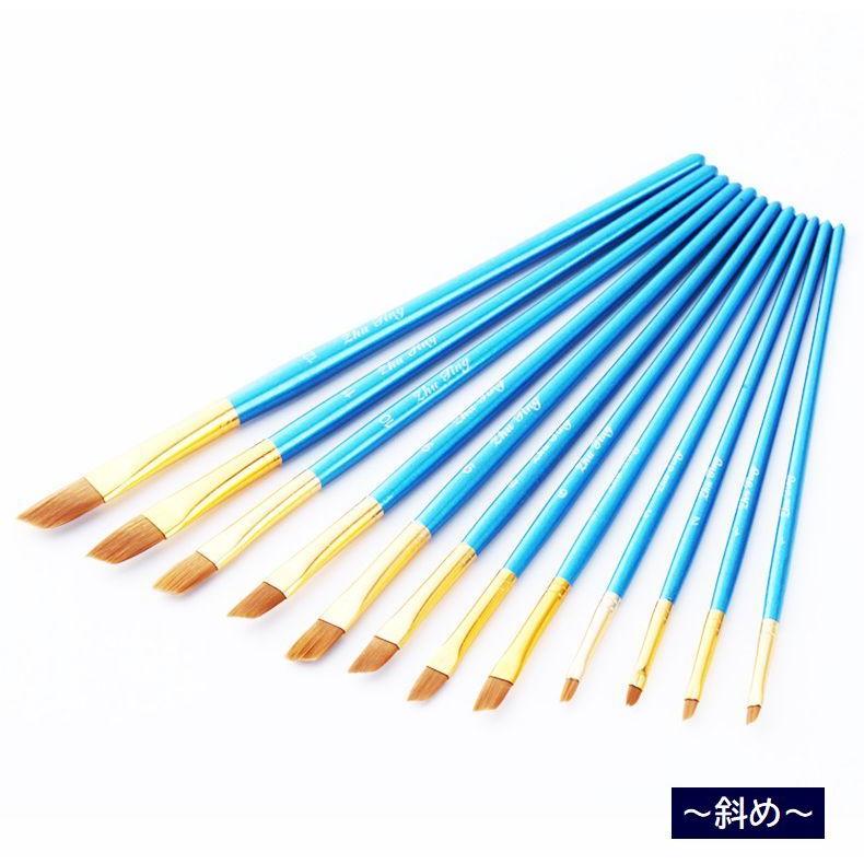 画筆 12本セット 筆 絵筆 ラウンド フラット 水彩画 油絵 アクリル絵具
