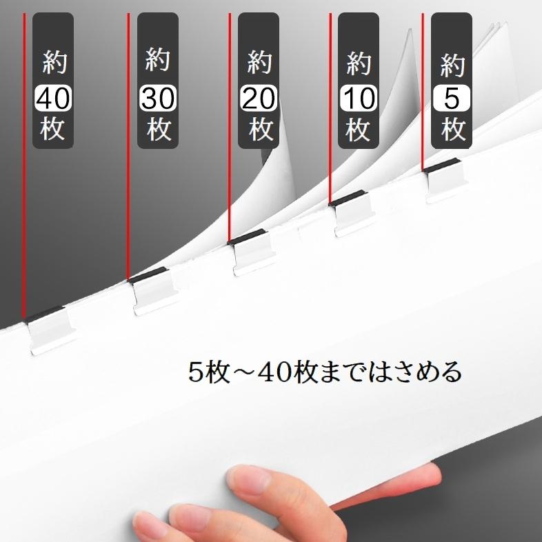 連射式クリップ クリップ8個付き プッシュ式 40枚まで 連続 用紙 固定