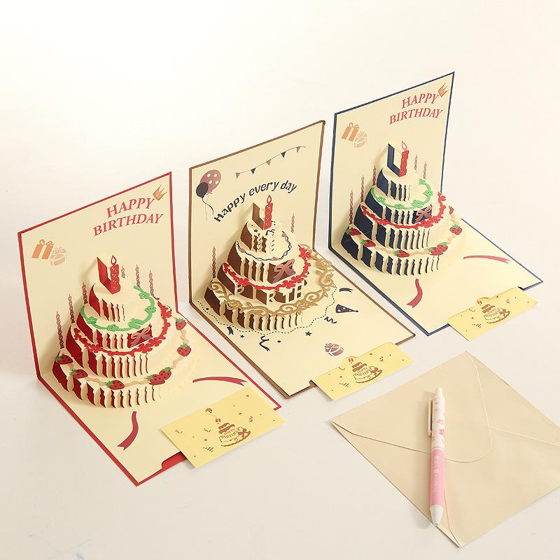 グリーティングカード バースデーカード お誕生日カード メッセージカード 文房具 スクエア 正方形 二つ折り 3D 立体 切り絵 飛び出すイラスト ケ｜plusnao｜04