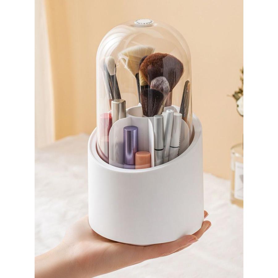 メイクブラシスタンド メイクブラシホルダー 蓋付き 360度回転 メイク