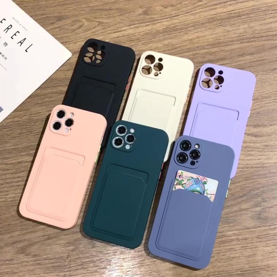 miu miu ネイビー カードポケット付きiPhoneケース カード収納ポケット 背面ポケット スマホ用 携帯用 粘着式 カード入れ