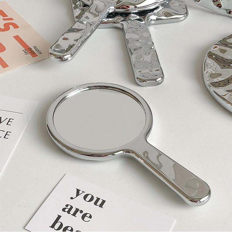 手鏡 ハンドミラー スクエア ラウンド 角形 丸型 凸凹 エンボス