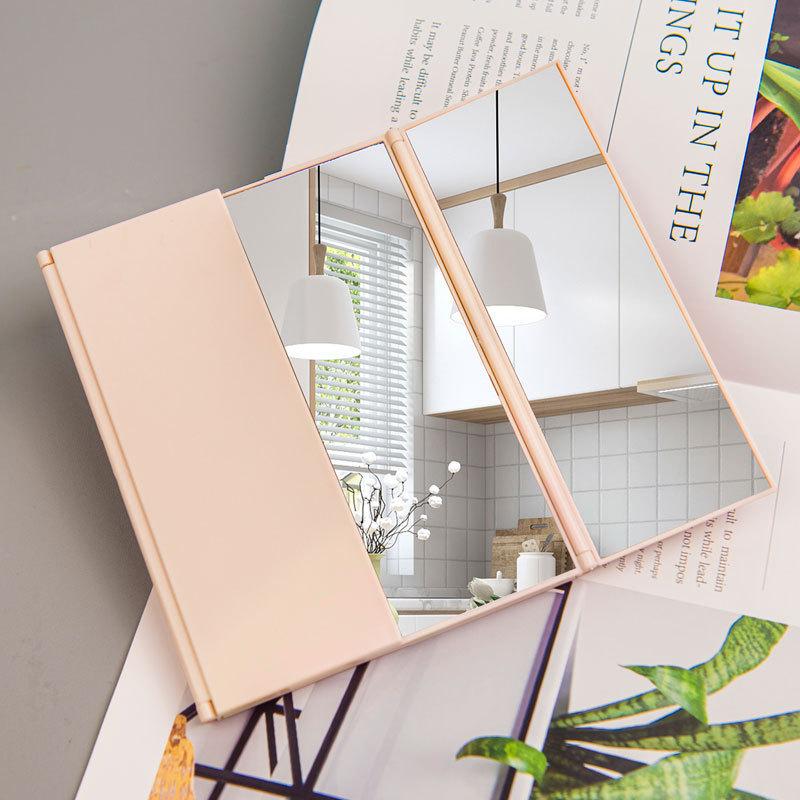 三面鏡 卓上ミラー コンパクトミラー スタンドミラー 折りたたみ