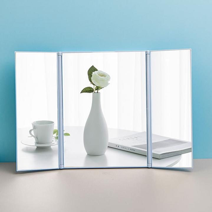 最終値下げ!卓上鏡 コンパクトミラー 折りたたみ手鏡 おしゃれスタンドミラー 三面鏡 卓上ミラー コンパクトミラー スタンドミラー 折りたたみ