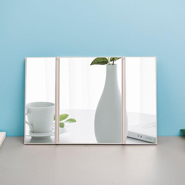 三面鏡 卓上ミラー コンパクトミラー スタンドミラー 折りたたみ