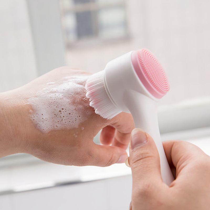 洗顔ブラシ 洗顔器 シリコン 手動 2WAY 両面 フェイスブラシ