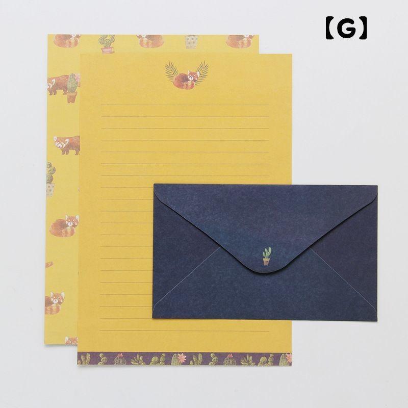 レターセット 手紙セット ３セット 大人 おしゃれ シンプル かわいい 可愛い 夏 花 フラミンゴ 狐 キツネ 封筒 レター、カード 