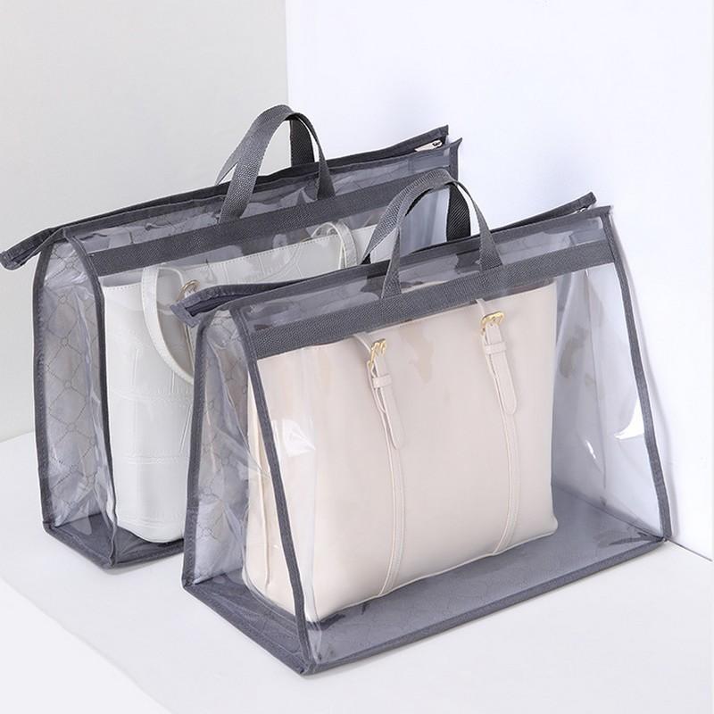 バッグ収納ケース 収納バッグ 持ち手付き 収納用品 透明 クリア