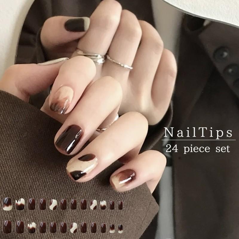 ネイルチップ 付け爪 24枚セット スカルプチャー 手の爪