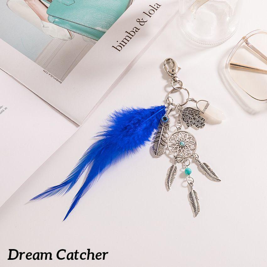 plusnao ドリームキャッチャー キーホルダータイプ 魔除け 羽毛