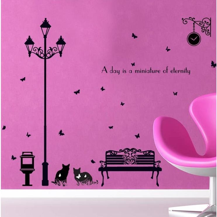 消費税無し ウォールステッカー 壁紙 猫 シール 黒猫 かわいい おしゃれ 雑貨 リビング デコレーション モノトーン 動物 アニマル 癒し モダン モノクロ 蝶 Supplystudies Com