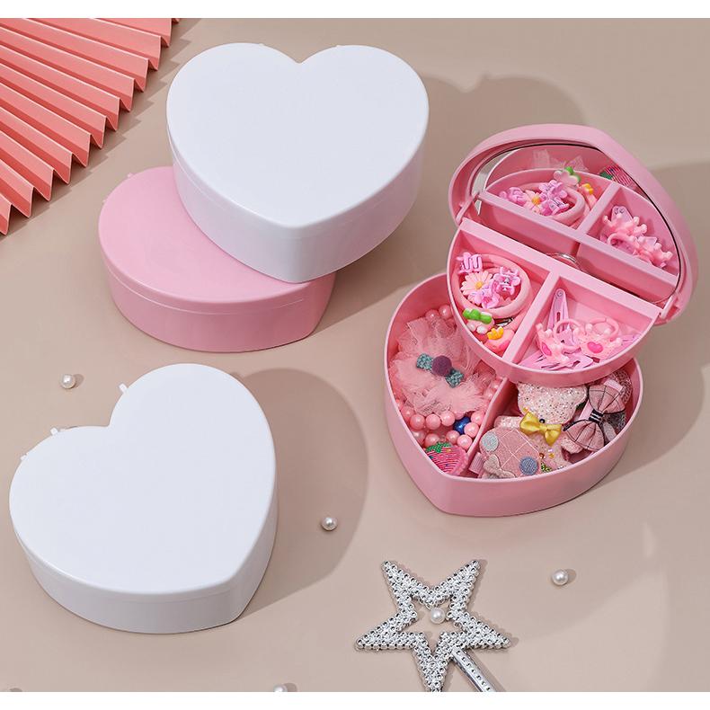 plusnao（プラスナオ） アクセサリー収納ボックス 2段 ハート型 子供用