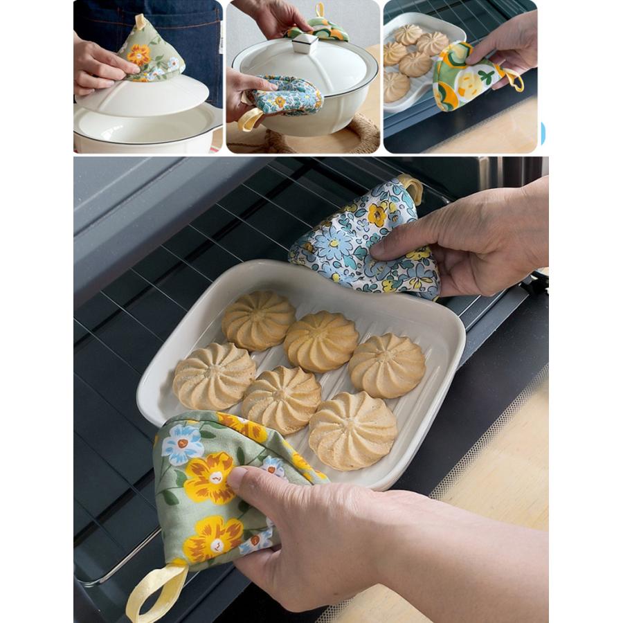 鍋つかみ 単品 1個 キッチンミトン 三角 吊り下げ 吊り紐 ループ付き