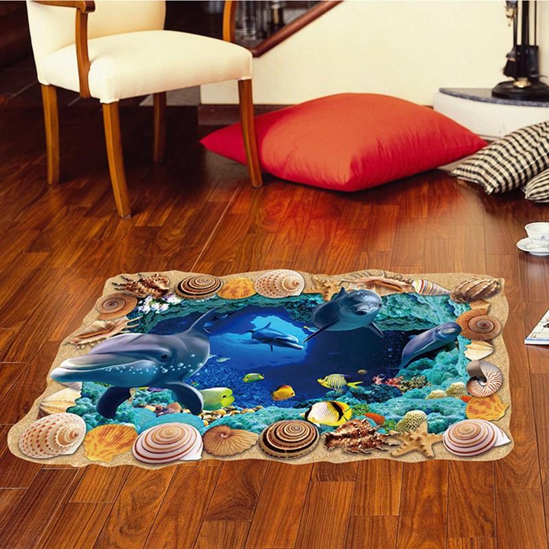 ウォールステッカー 壁紙シール 海 魚 だまし絵 3d 3D ルームデコレーション ウォールデコレーション 壁面装飾 寝室 リビング 子供部屋 インテ｜plusnao｜04