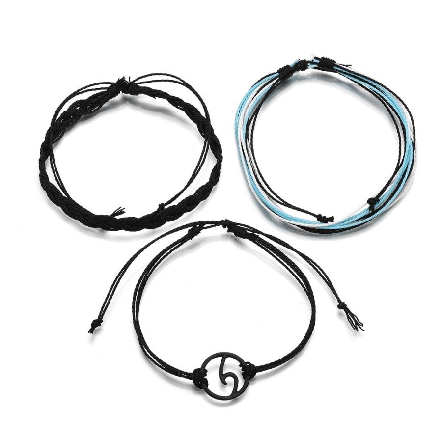 着後レビューで ミサンガ ブレスレット 3点セット レディース メンズ 男女兼用 調節可能 重ね付け 波 モチーフ ワックスコード おしゃれ ギフト プレゼ330円 Aynaelda Com
