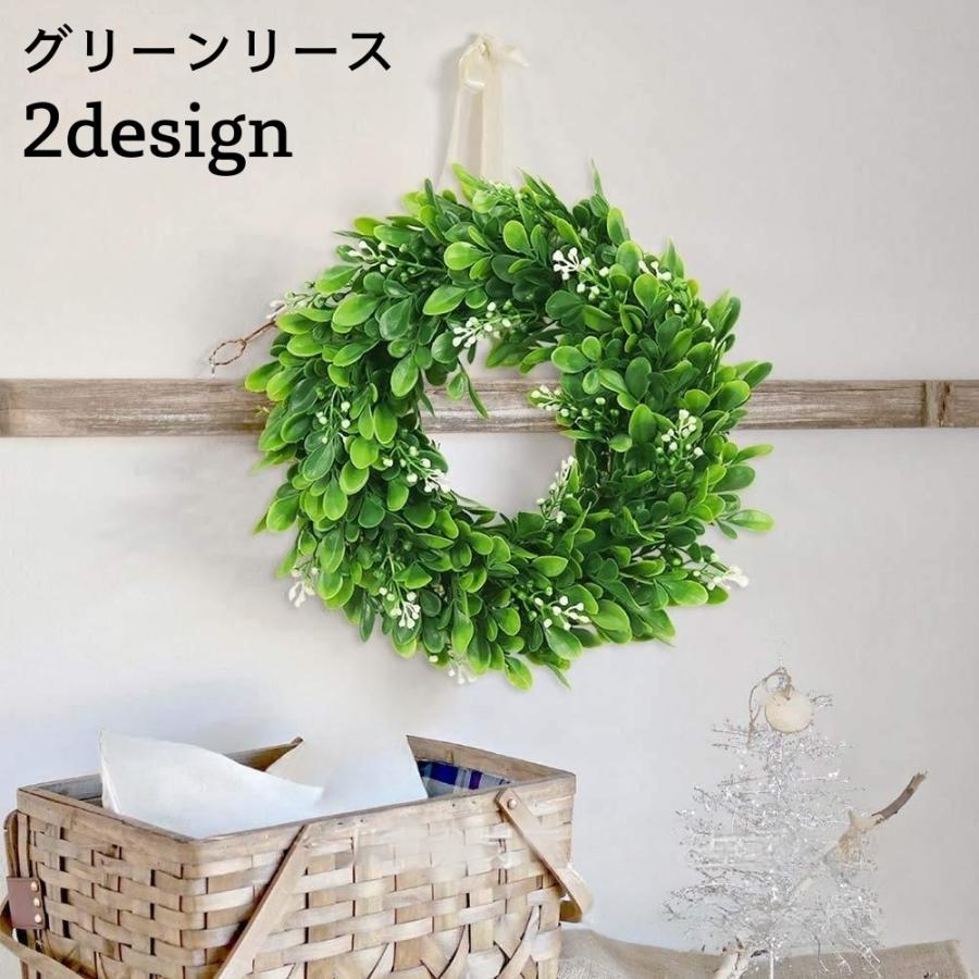 造花 グリーンリース ナチュラルリース フラワーリース 壁掛け 壁飾り 玄関飾り 葉っぱ お花 インテリア 装飾品 サークル 円形 室内 室外 クリス（Yahoo!・プラスナオYahoo!店）