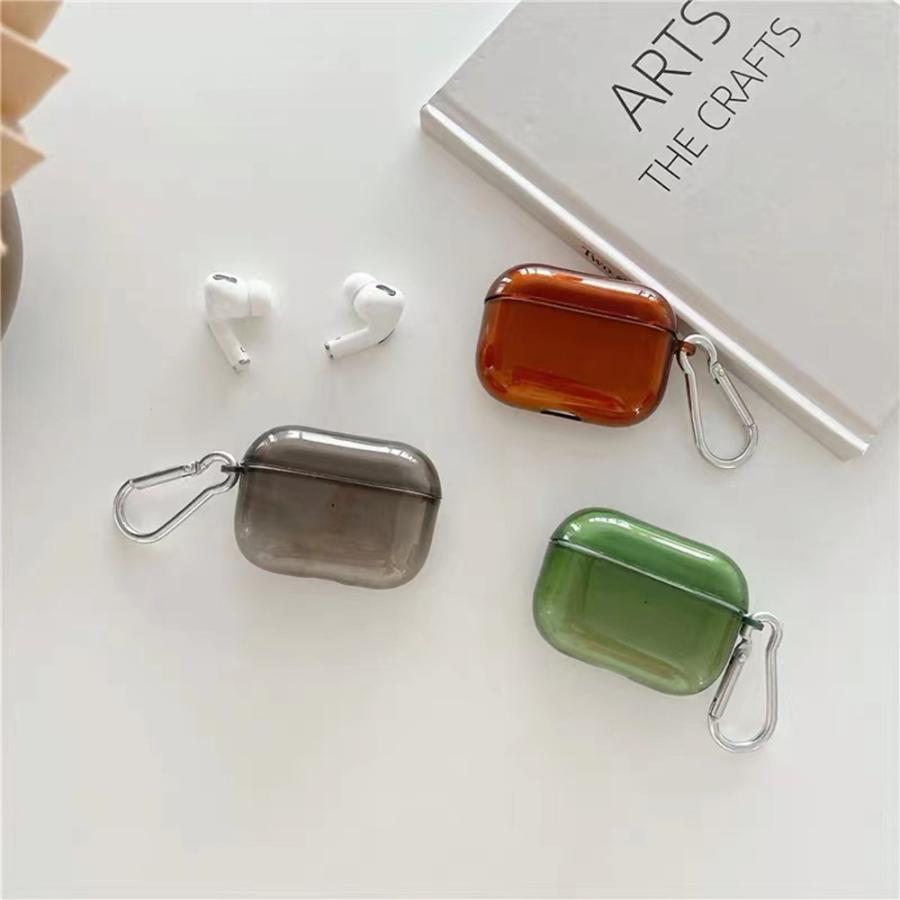 新品】 イヤホンケースカバー AirPods エアーポッツ 第1世代 第2世代 第3世代 Pro 保護ケース カラナビ付き 傷防止 無地 単色  シンプル グレ