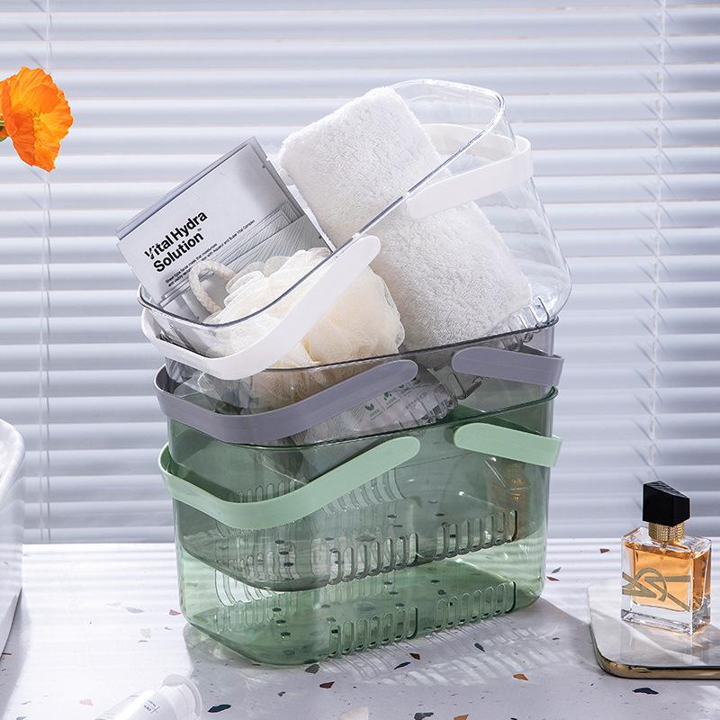 plusnao（プラスナオ） お風呂バスケット 小物入れ クリア 透明 手提げ