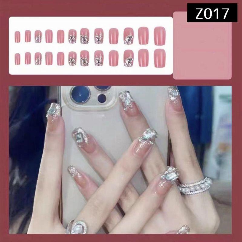 ネイルチップ つけ爪 24枚セット 12サイズ 貼るネイル ラインストーン