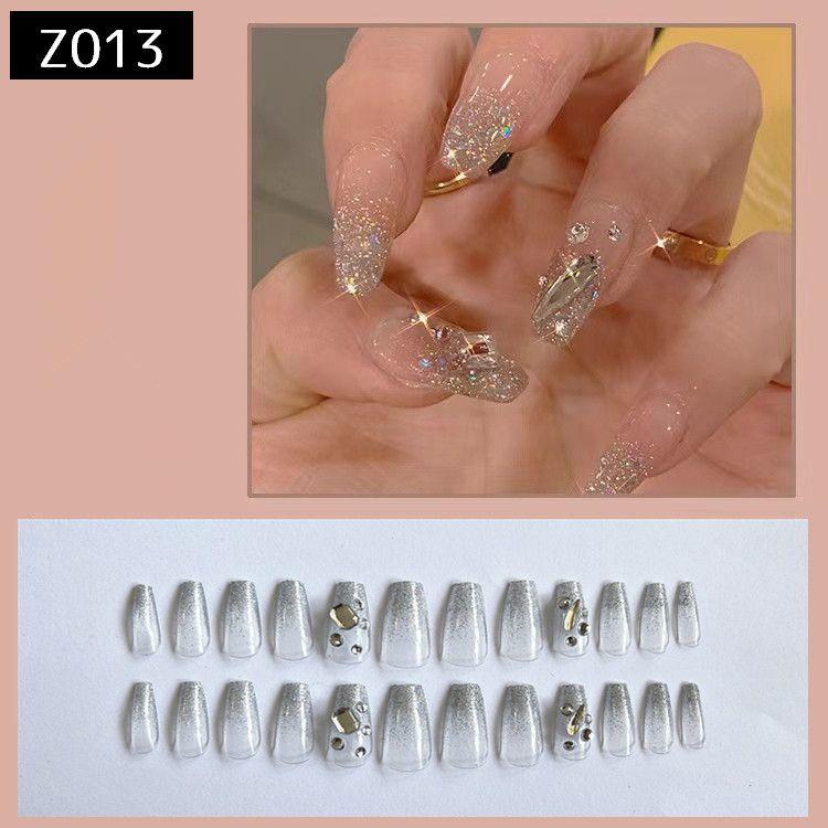 つけ爪 ネイルチップ つけ爪 24枚セット 12サイズ 貼るネイル ラインストーン