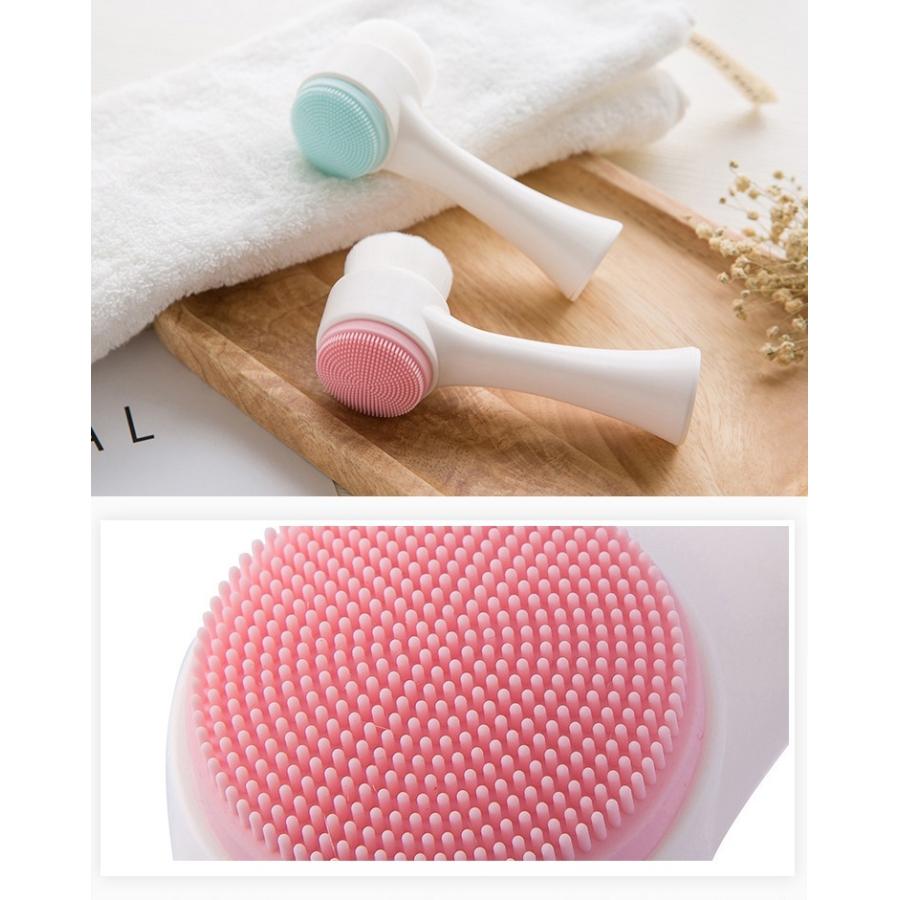 洗顔ブラシ 2way クレンジングブラシ 洗顔グッズ 毛穴ブラシ 洗顔器