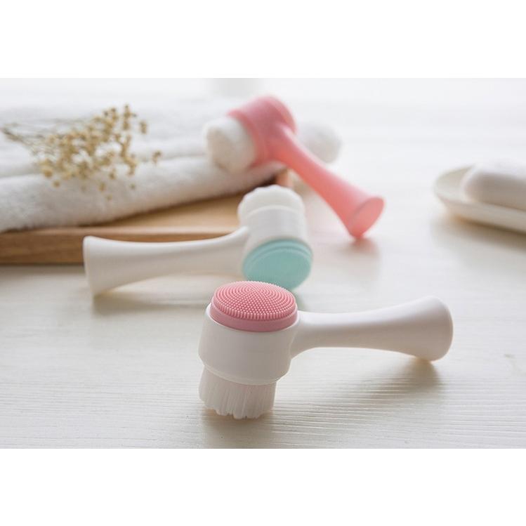 洗顔ブラシ 2way クレンジングブラシ 洗顔グッズ 毛穴ブラシ 洗顔器