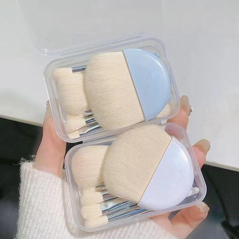 メイクブラシ 6本セット ケース入り コンパクト スクエア メイク道具