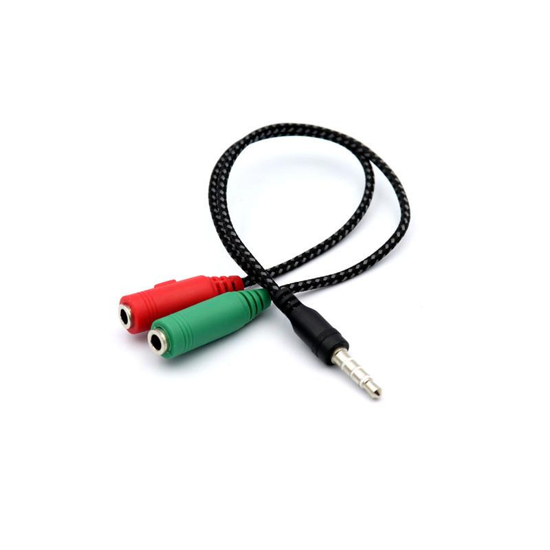イヤホン分岐ケーブル 3.5mm マイク オーディオ 4極 ステレオミニ