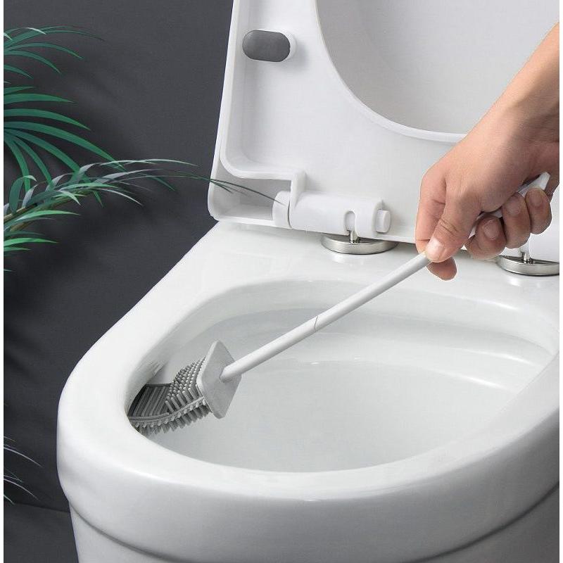 トイレブラシ トイレ用品 掃除用具 シリコン製 柄付き ケース付き 壁掛け コンパクト 柔らかい やわらかい 貝殻 シェル ホワイト 白 おしゃれ か