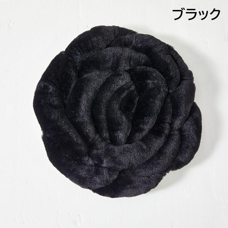 薔薇のクッション BLACK 丸座布団 椅子用クッション シートクッション チェアパッド 45 45cm