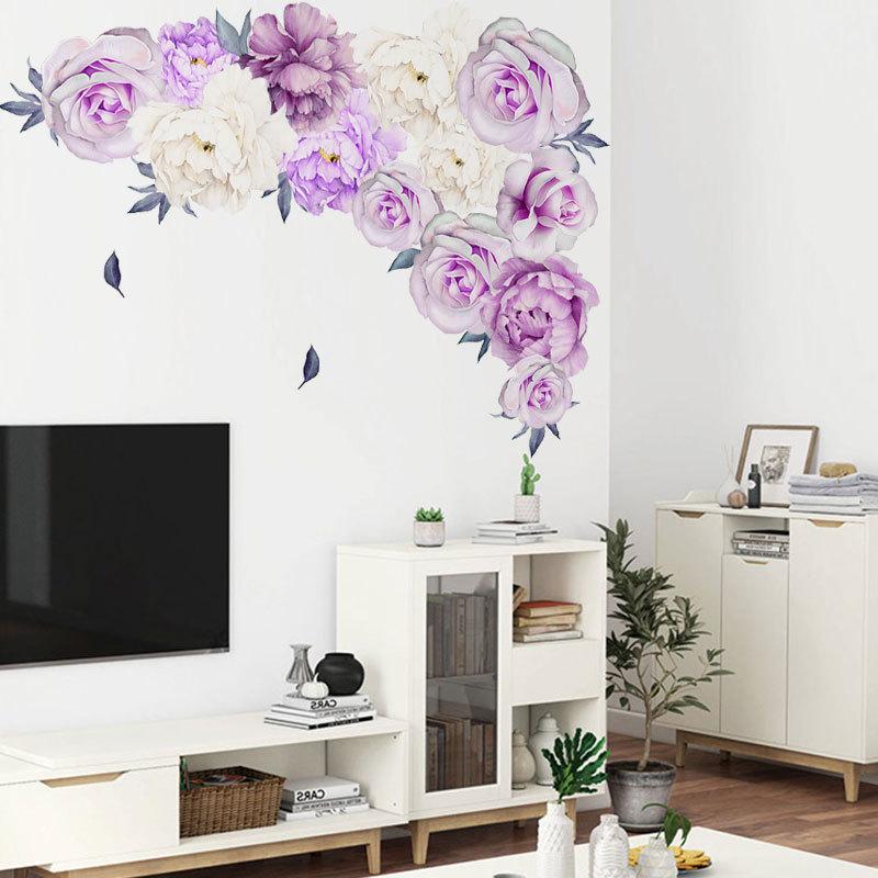 ウォールステッカー 壁紙シール 壁ステッカー フラワー 花 薔薇 バラ 牡丹 パープル系 壁面装飾 室内装飾 インテリア雑貨 模様替え Diy 飾り付 プラスナオ Paypayモール店 通販 Paypayモール
