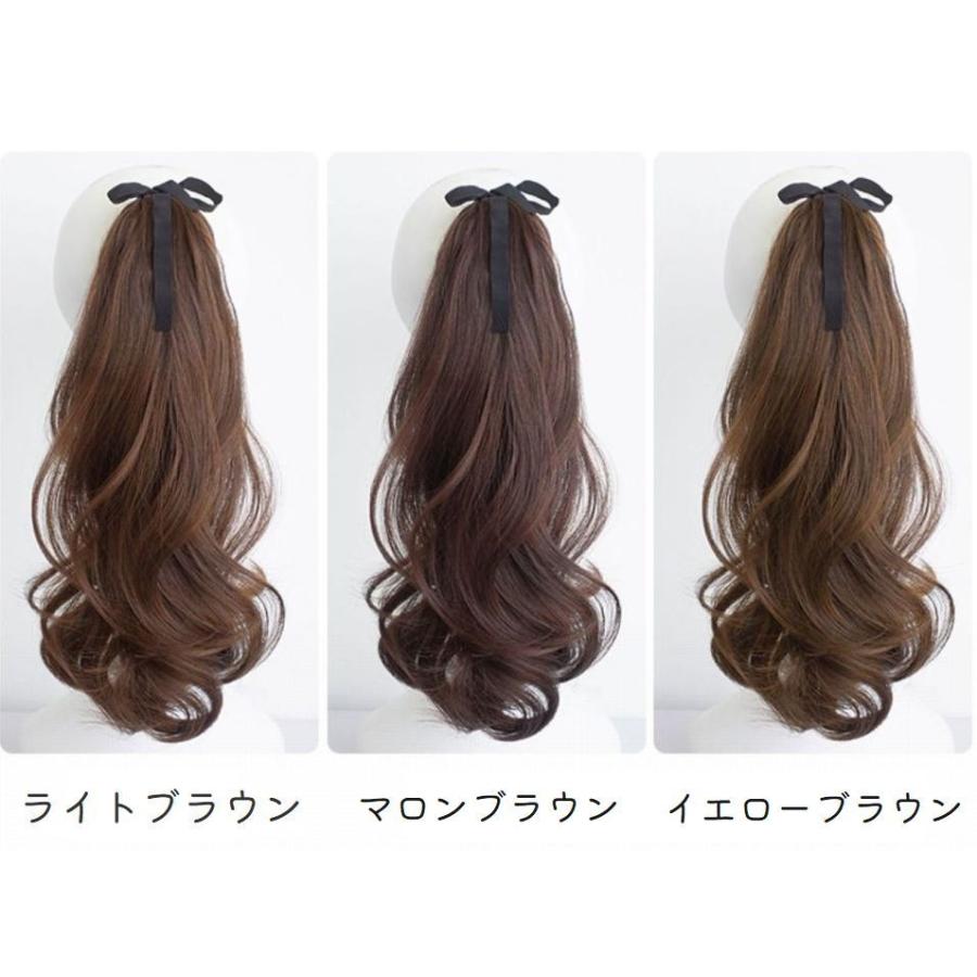 【10本おまとめ 55cmライトブラウン】ブラシ付きゆるふわポニーテールウィッグ ポイントウィッグ 部分ウィッグ ポニーテール かつら つけ毛 エクステ