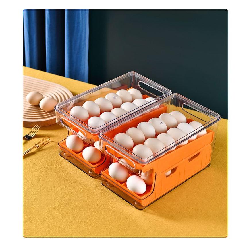 卵ケース 卵入れ エッグホルダー たまご 2段卵収納 大容量 自動