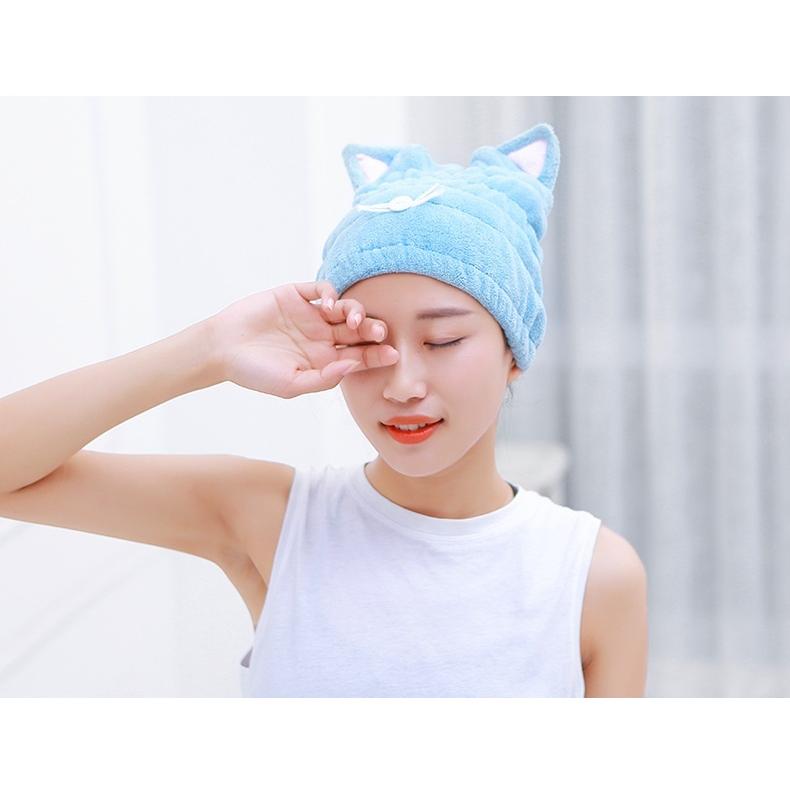 ヘアドライタオル タオルキャップ ドライキャップ 猫耳 ねこ 大人用