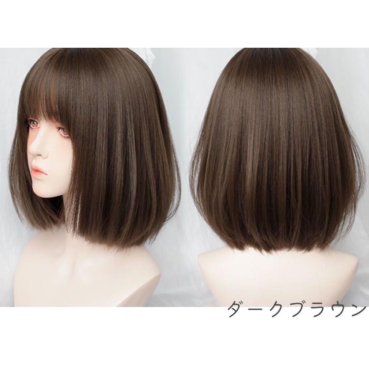 NAVANA　PREMIUM　総手植え　ミディアムストレートボブ　ダークブラウン 部分ウィッグ】NAVANA ハンドメイド 前髪なしストレートボブ [ダーク