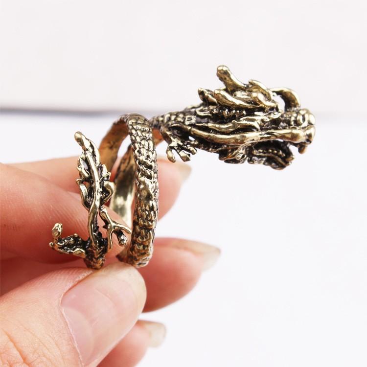 plusnao 指輪 オープンリング ドラゴンモチーフ 竜 龍 メンズ