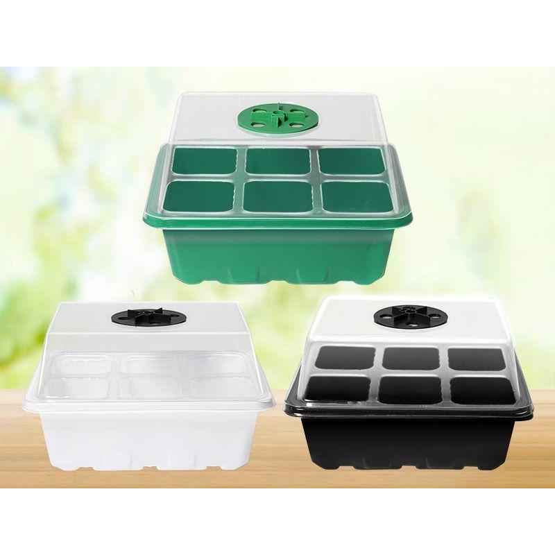 育苗ポット 6穴 12穴 蓋付き 透明カバー 通気口 育苗トレイ 苗箱