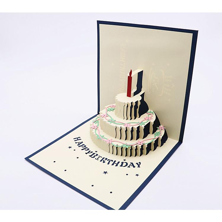 バースデーカード 誕生日 お祝い グリーティングカード メッセージカード 3D 立体 ポップアップ 飛び出す ケーキ プレゼント｜plusnao｜02