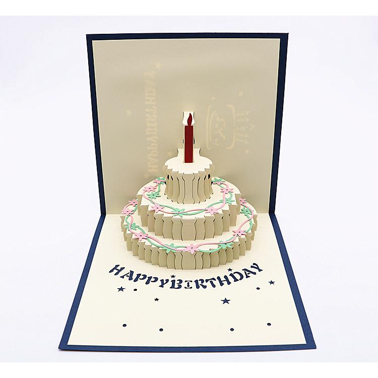 バースデーカード 誕生日 お祝い グリーティングカード メッセージカード 3D 立体 ポップアップ 飛び出す ケーキ プレゼント｜plusnao｜03